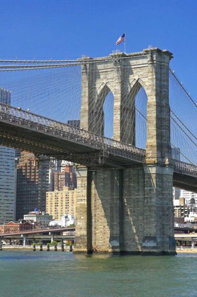 NY, New York City Brooklyn Bridge and Manhattan